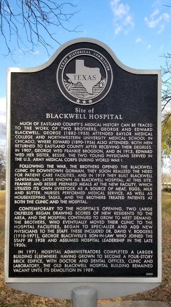 SITE OF BLACKWELL HOSPITAL WAR MEMORIAL MARKE