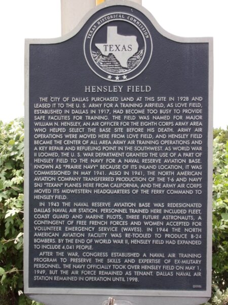 HENSLEY FIELD WAR MEMORIAL MARKER