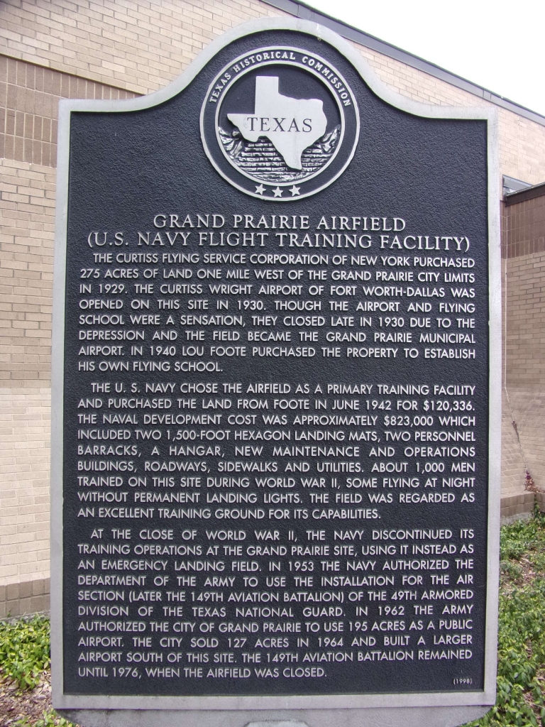GRAND PRAIRIE AIRFIELD MEMORIAL MARKER