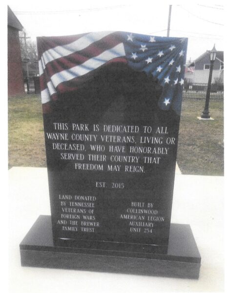 WAYNE COUNTY VETERANS PARK MEMORIAL STONE FRONT