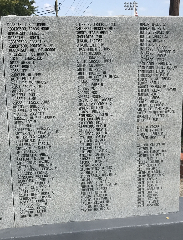 HARTSVILLE WAR MEMORIAL STONE G