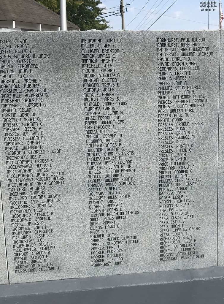 HARTSVILLE WAR MEMORIAL STONE F