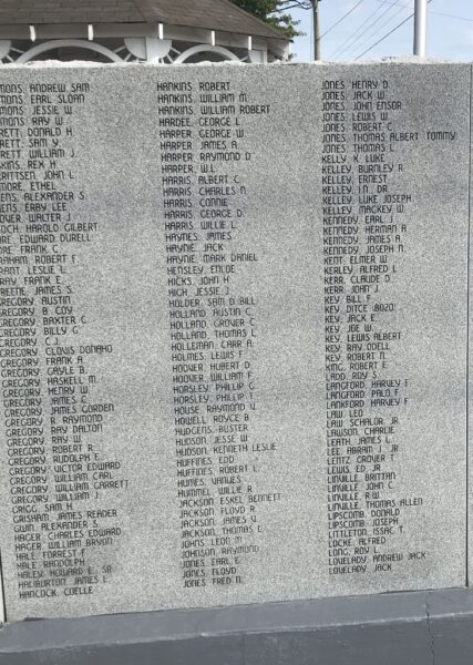 HARTSVILLE WAR MEMORIAL STONE E