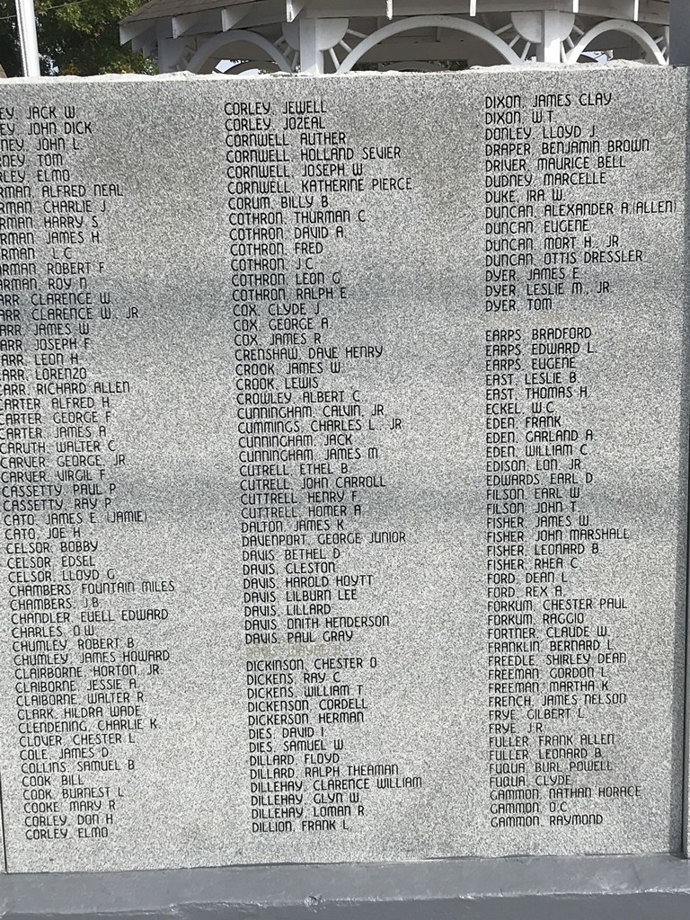 HARTSVILLE WAR MEMORIAL STONE D