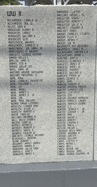 HARTSVILLE WAR MEMORIAL STONE C