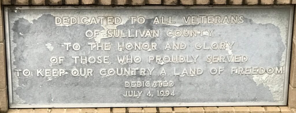 SULLIVAN COUNTY, TN VETERANS MEMORIAL PLAQUE
