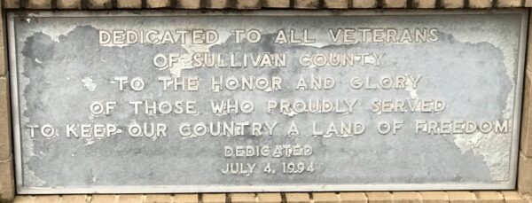 SULLIVAN COUNTY, TN VETERANS MEMORIAL PLAQUE