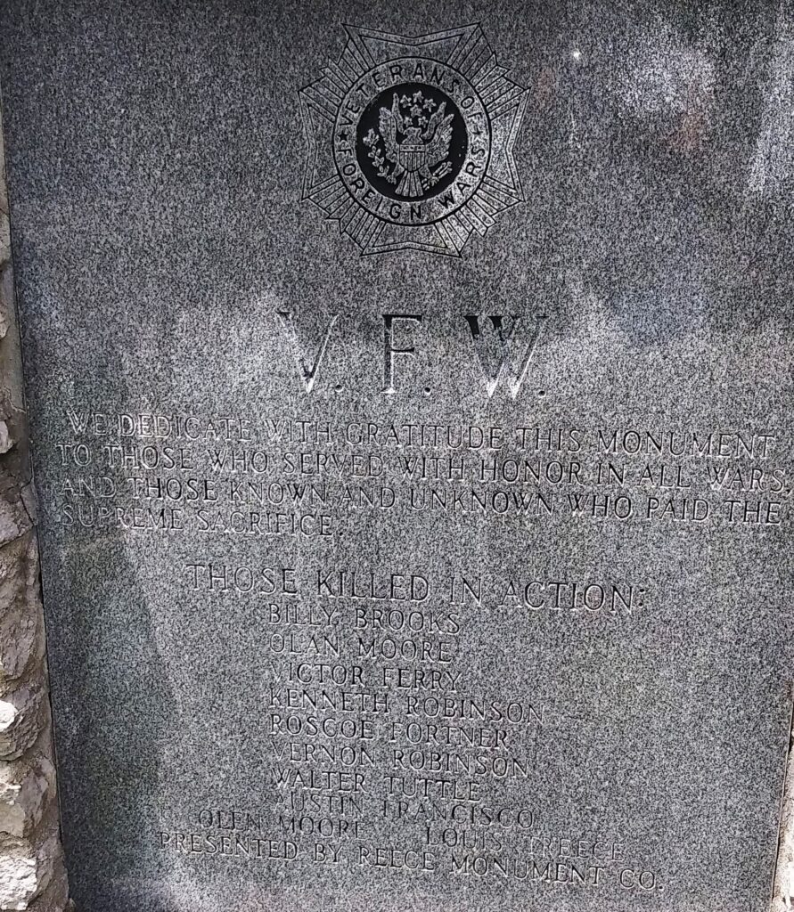V.F.W. ALL WARS VETERANS MEMORIAL STONE