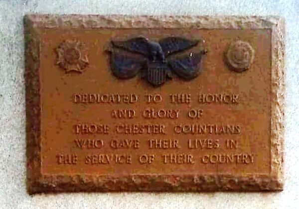 CHESTER COUNTY WAR MEMORIAL PLAQUE