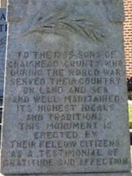 CRAIGHEAD COUNTY WORLD WAR I MEMORIAL STONE