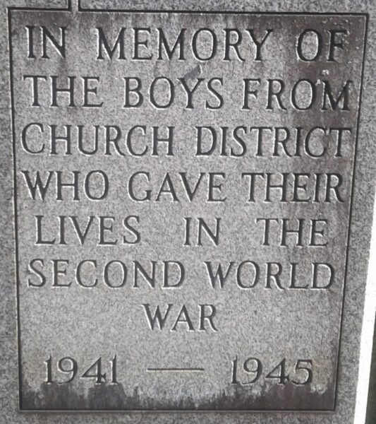 CHURCH DISTRICT SECOND WORLD WAR MEMORIAL STONE A