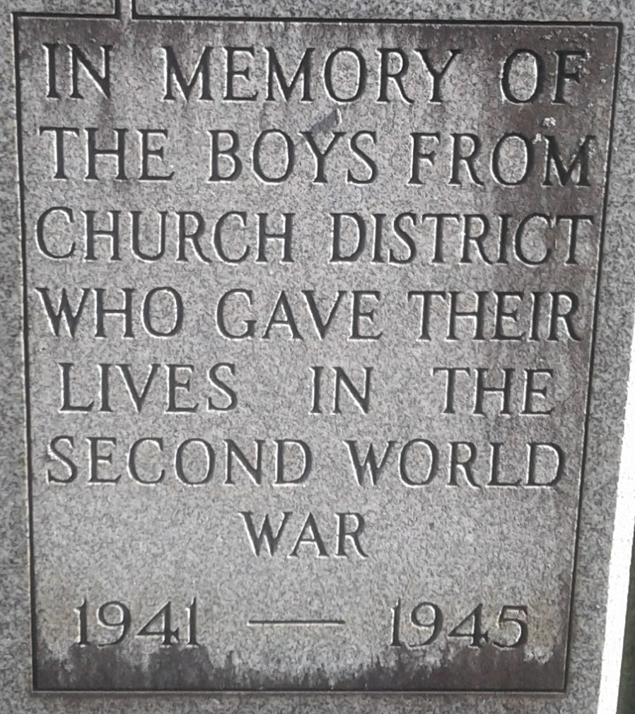 CHURCH DISTRICT SECOND WORLD WAR MEMORIAL STONE A