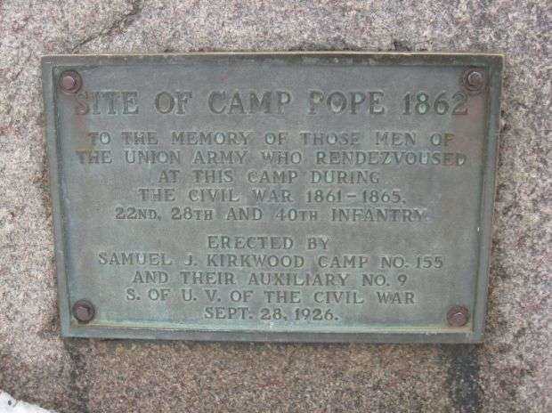 SITE OF CAMP POPE 1862 MEMORIAL PLAQUE