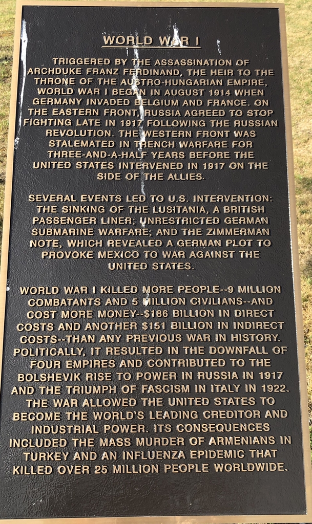 TERRA ALTA WORLD WAR I MEMORIAL PLAQUE