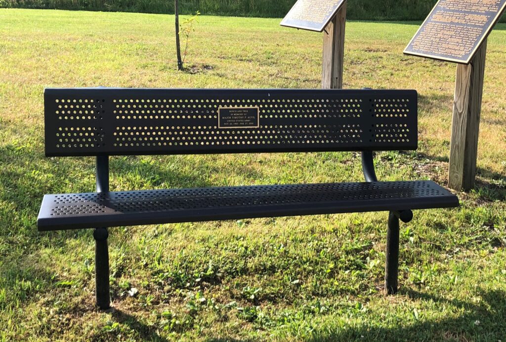 MAJOR TIMOTHY P. AUVIL WAR MEMORILA BENCH