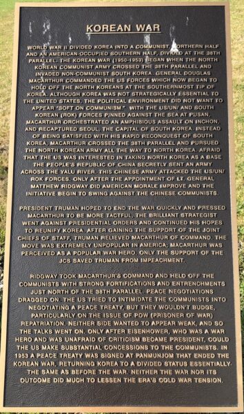 TERRA ALTA KOREAN WAR MEMORIAL PLAQUE