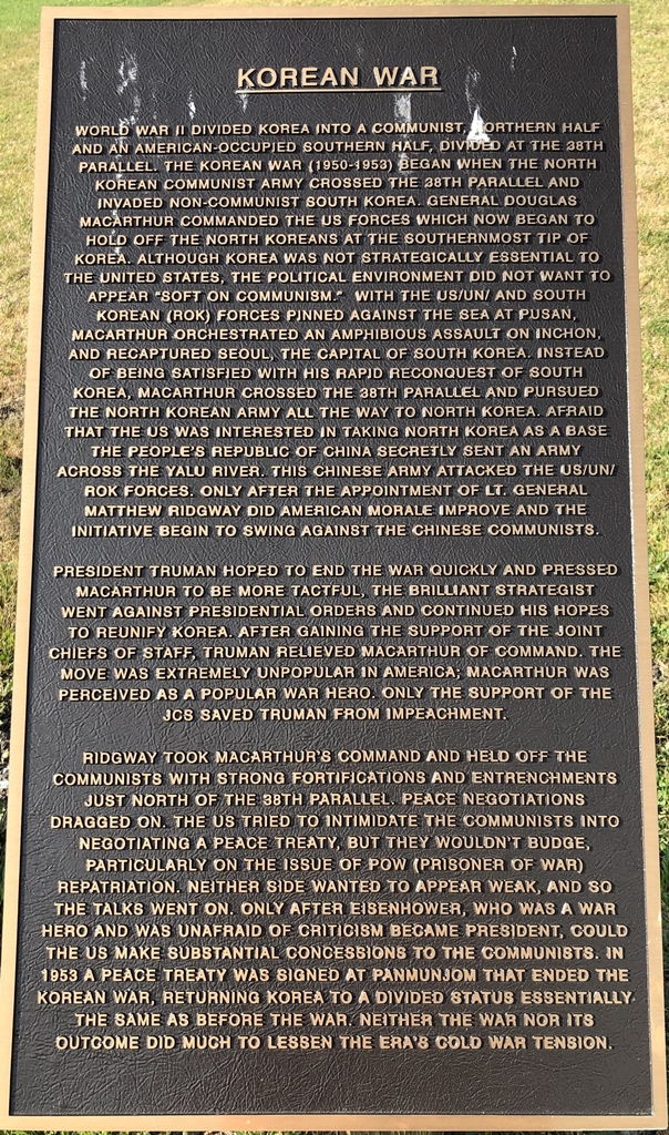 TERRA ALTA KOREAN WAR MEMORIAL PLAQUE