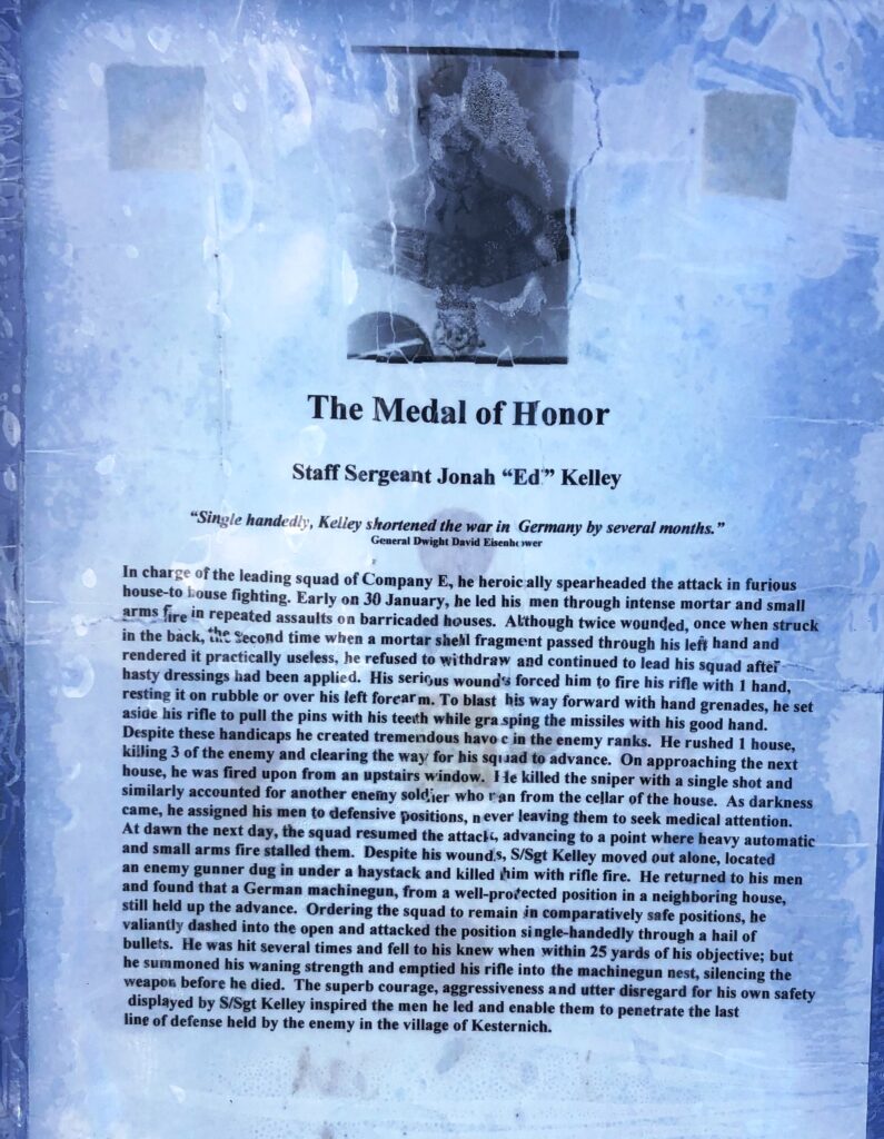 THE MEDAL OF HONOR STAFF SERGEANT JONAH “ED” KELLY MEMORIAL PLAQUE