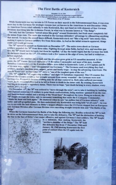 THE FIRST BATTLE OF KESTERNICH WAR MEMORIAL PLAQUE