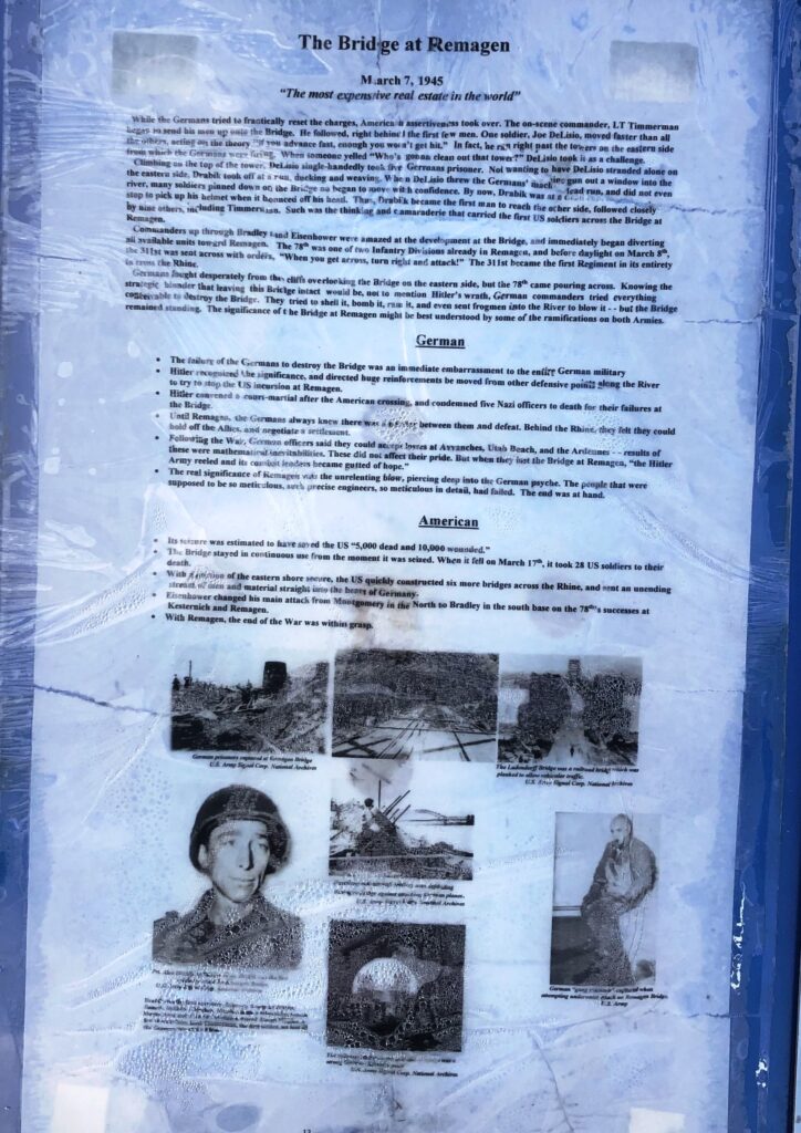 THE BRIDGE AT REMAGEN MARCH 7, 1945 WAR MEMORIAL PLAQUE