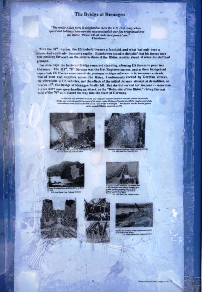 THE BRIDGE AT REMAGEN WAR MEMORIAL PLAQUE
