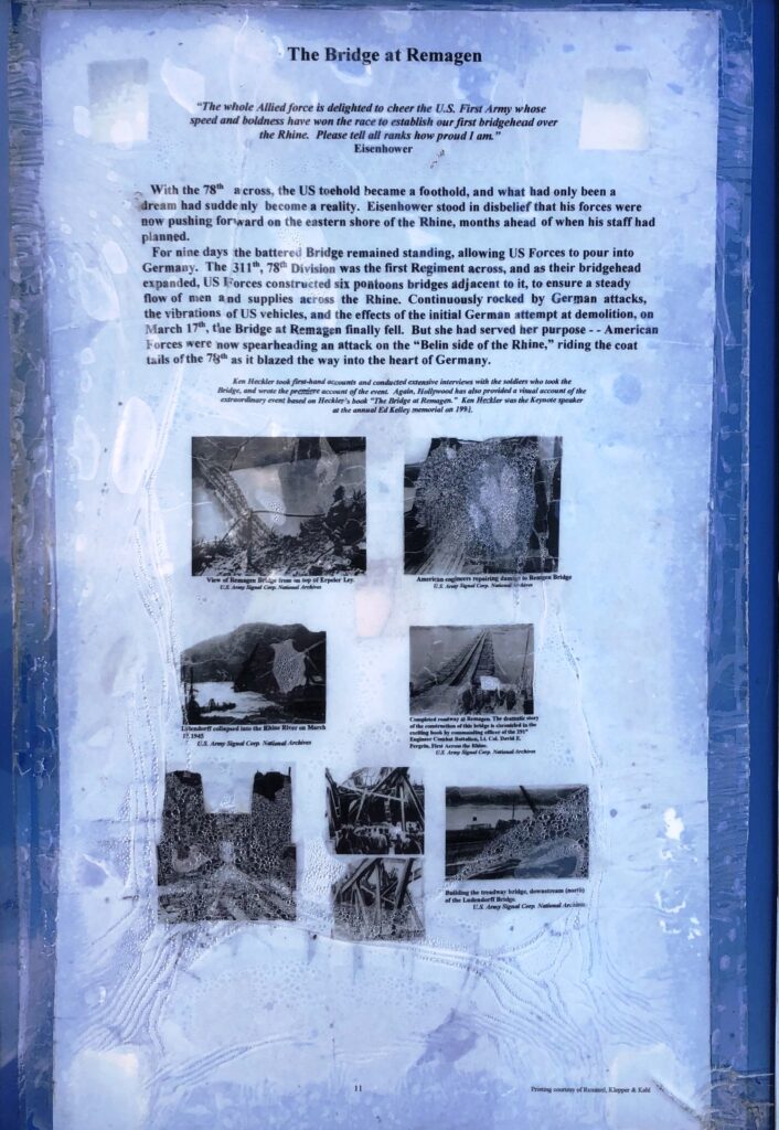 THE BRIDGE AT REMAGEN WAR MEMORIAL PLAQUE