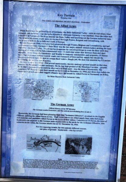 KEY TERRAIN DECEMBER 1944 WAR MEMORIAL PLAQUE