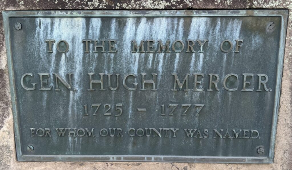 GEN. HUGH MERCER REVOLUTIONARY WAR MEMORIAL PLAQUE