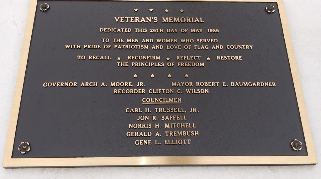 GLEN DALE VETERAN’S MEMORIAL PLAQUE A