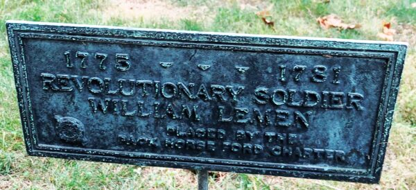 REVOLUTIONARY SOLDIER WILLIAM LEMEN MEMORIAL PLAQUE