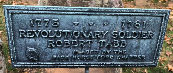 REVOLUTIONARY SOLDIER ROBERT TABB MEMORIAL PLAQUE