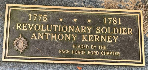 REVOLUTIONARY SOLDIER ANTHONY KERNEY MEMORIAL PLAQUE