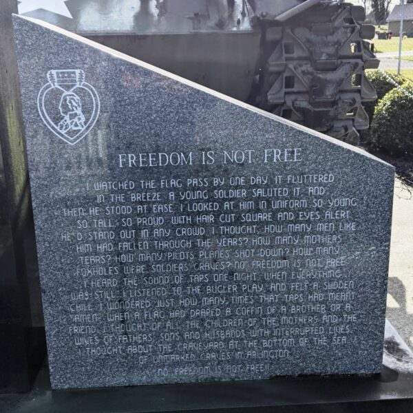 FAYETTEVILLE KOREAN WAR MEMORIAL TANK RIGHT STONE