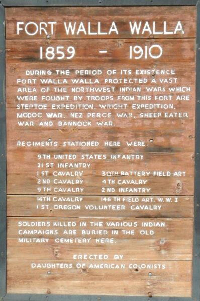 FORT WALLA WALLA 1859-1910 MEMORIAL MARKER