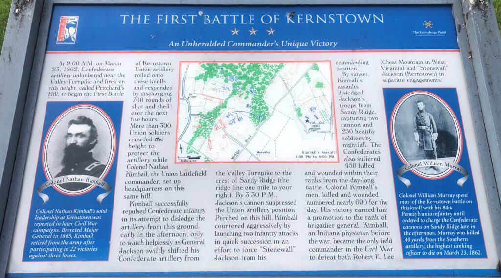 THE FIRST BATTLE OF KERNSTOWN MEMORIAL PLAQUE