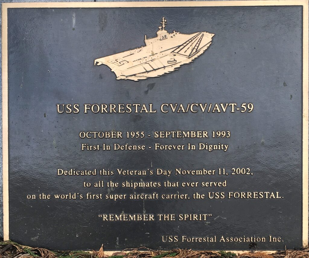 USS FORRESTAL CVA/CV/AVT-59 MEMORIAL PLAQUE