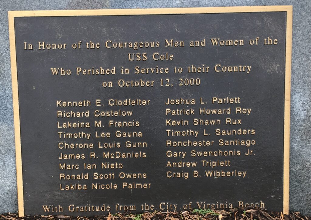 USS COLE MEMORIAL PLAQUE