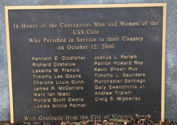 USS COLE MEMORIAL PLAQUE