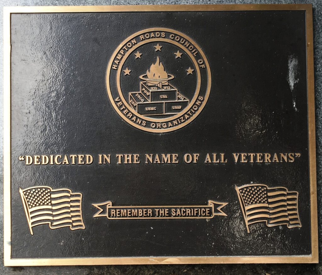 “DEDICATED IN THE NAME OF ALL VETERANS” MEMORIAL PLAQUE