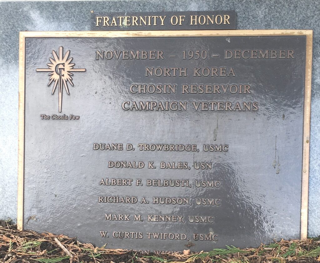 CHOSIN RESERVOIR CAMPAIGN VETERANS MEMORIAL PLAQUE