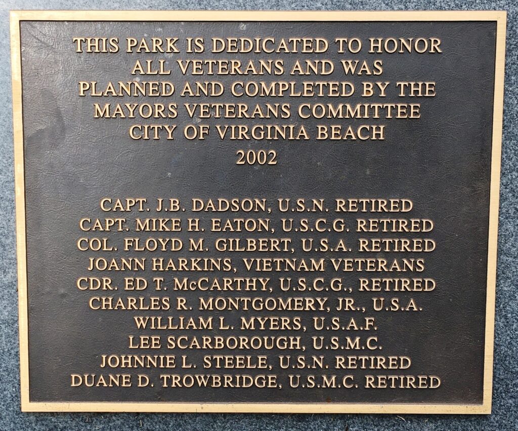 VETERANS MEMORIAL PARK WILLIAM L. “BILLY” MYERS SR. PLAQUE