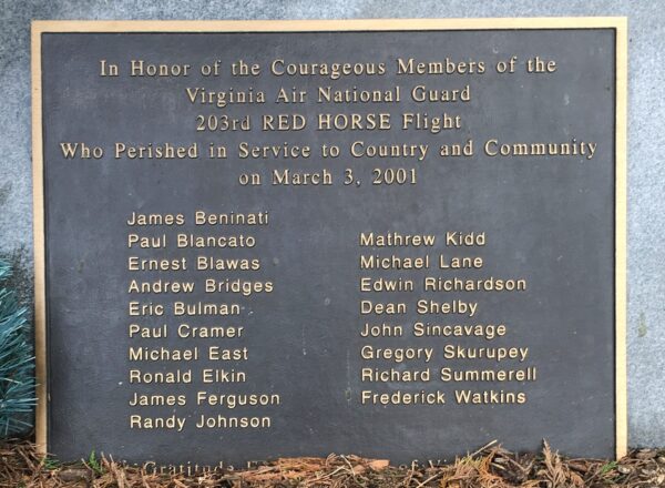 203RD RED HORSE FLIGHT MEMORIAL PLAQUE