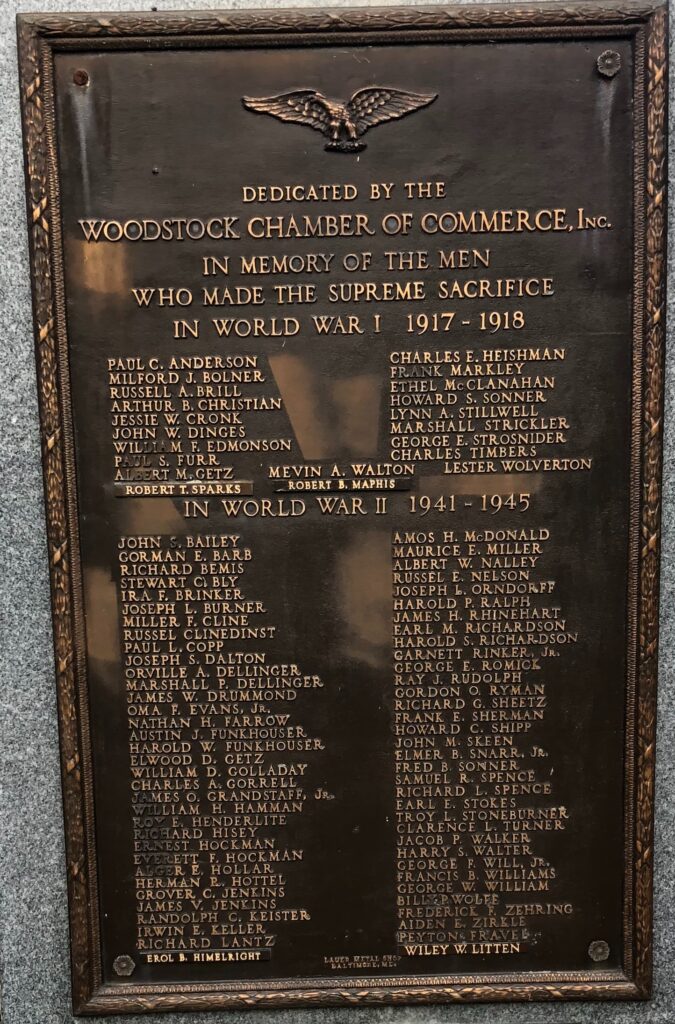 WOODSTOCK LEST WE FORGET WAR MEMORIAL PLAQUE A