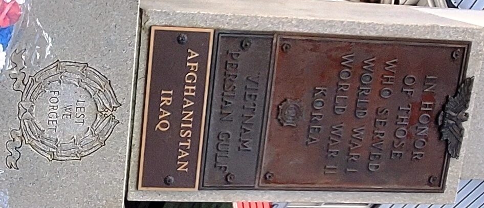 VFW POST 7172 WAR MEMORIAL PLAQUE