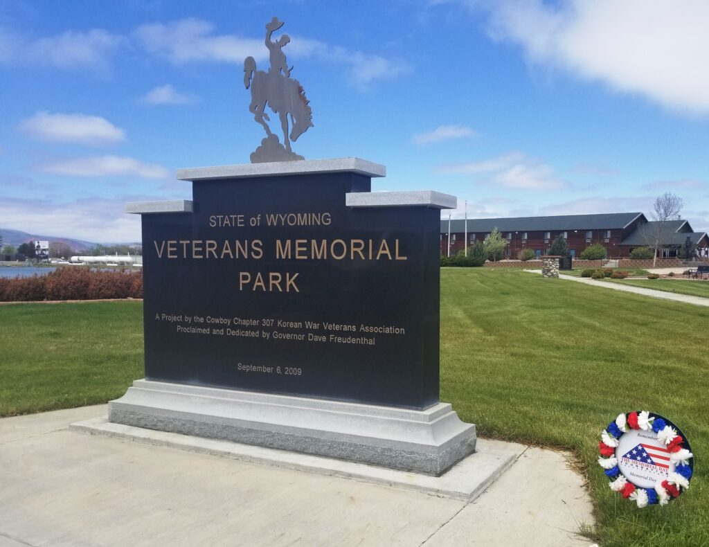 STATE OF WYOMING VETERANS MEMORIAL PARK ENTRANCE STONE