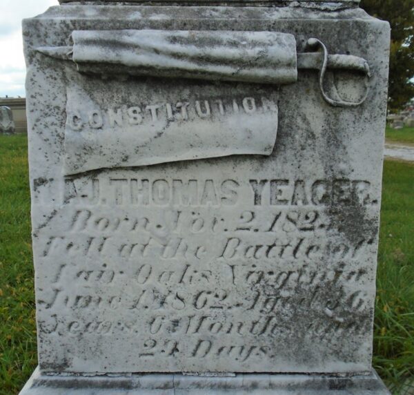 MAJ. THOMAS YEAGER WAR MEMORIAL STONE