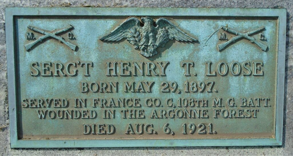 SERG’T HENRY T. LOOSE WAR MEMORIAL PLAQUE