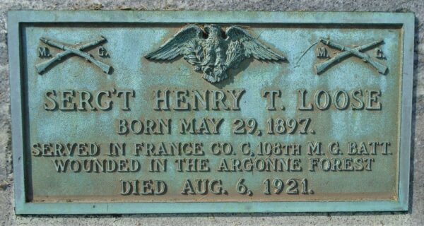 SERG’T HENRY T. LOOSE WAR MEMORIAL PLAQUE