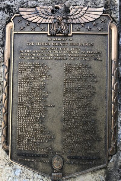 LEHIGH COUNTY VIETNAM WAR MEMORIAL PLAQUE