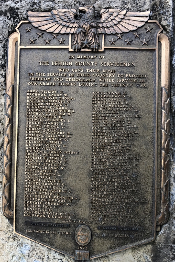 LEHIGH COUNTY VIETNAM WAR MEMORIAL PLAQUE